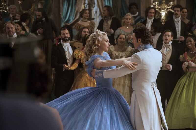 Lily James as Cinderella in Cinderella, 2015.
CREDIT: Walt Disney Productions *** Local Caption ***  Cinderella-2015-Prince-And-Princess-Wallpapers.jpg