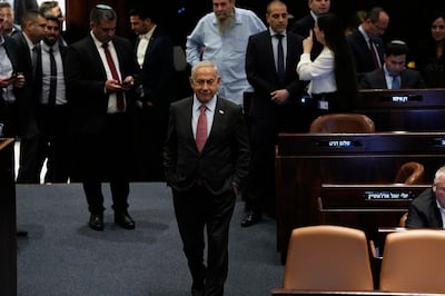 Israeli Prime Minister Benjamin Netanyahu in the Knesset, Israel's parliament. AP Photo