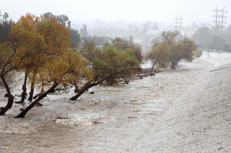 California continues to be drenched by powerful storms, with high wind and heavy rain toppling trees, flooding roads and cutting power to tens of thousands of residents. Getty / AFP