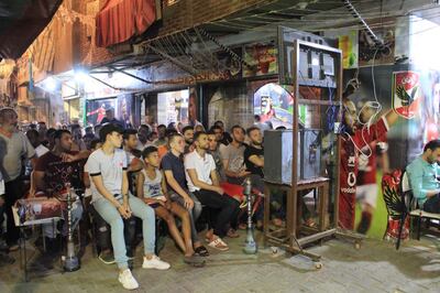 Fans in Cairo watch the Uefa Champions League final. Adham Youssef for The National.