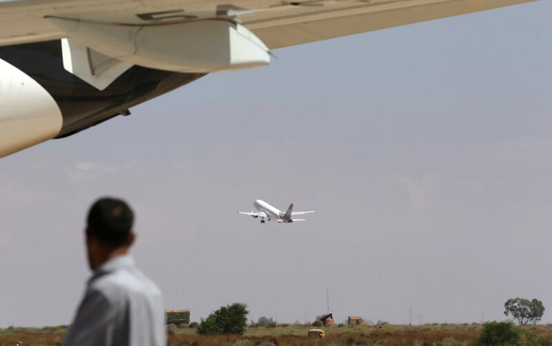 A plane takes off at Benina airport east of Benghazi, Libya, July 15, 2017. REUTERS/Esam Omran Al-Fetori