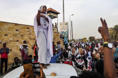 Alaa Salah, a Sudanese woman propelled to fame earlier after clips went viral of her leading protest chants against President Omar Al Bashir. AFP