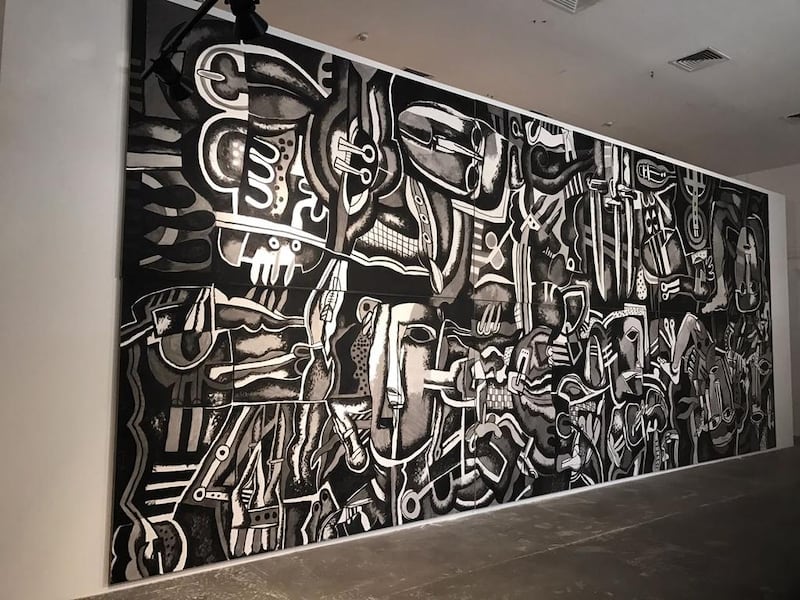 This giant installation is currently up at Meem Gallery, Dubai. It is a 10metre-long painting by Dia Azzawi called My Broken Dream. Courtesy of Meem Gallery
