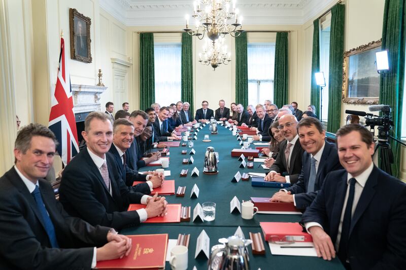 Gavin Williamson, bottom left, attends Prime Minister Rishi Sunak's first Cabinet meeting in Downing Street in October. PA