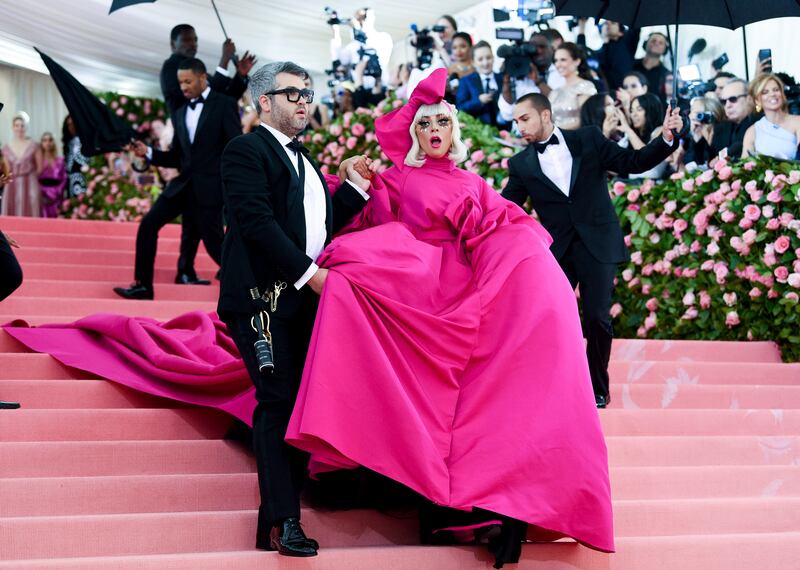 Lady Gaga wore a hot pink gown to the Met Gala in 2019. AP