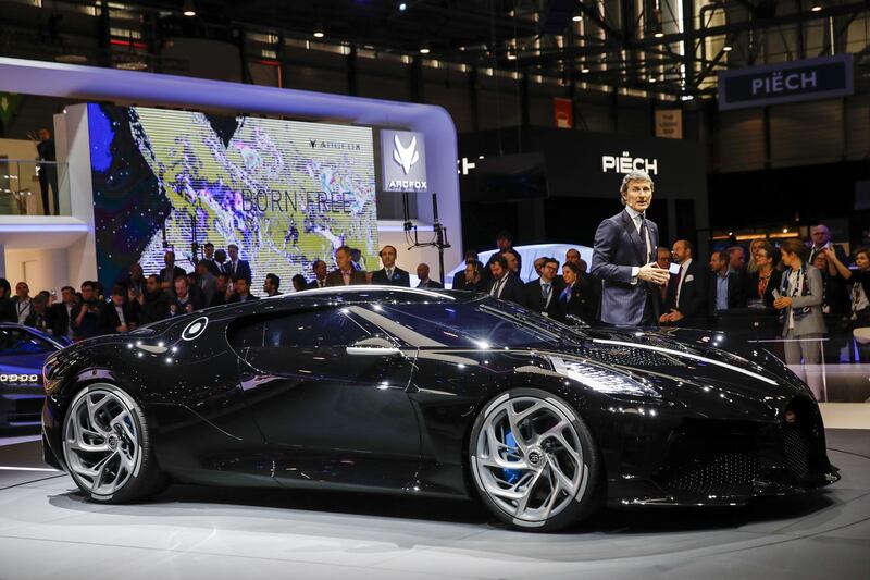 Stephan Winkelmann unveils the hypercar. Bloomberg