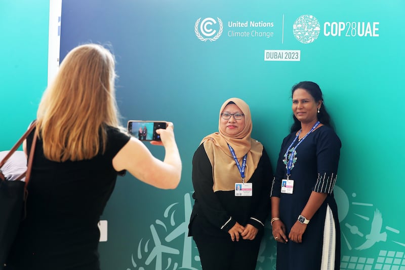 Delegates on the 10th day of the Cop28 UAE at the Expo City in Dubai. Pawan Singh / The National