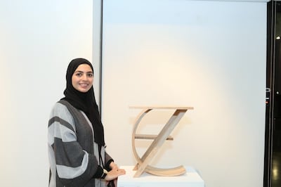 Rasha Saffrini and ‘Rocking Stool'. Courtesy of Tashkeel