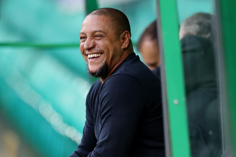 Former Read Madrid star Roberto Carlos at Celtic Park in Glasgow. Getty