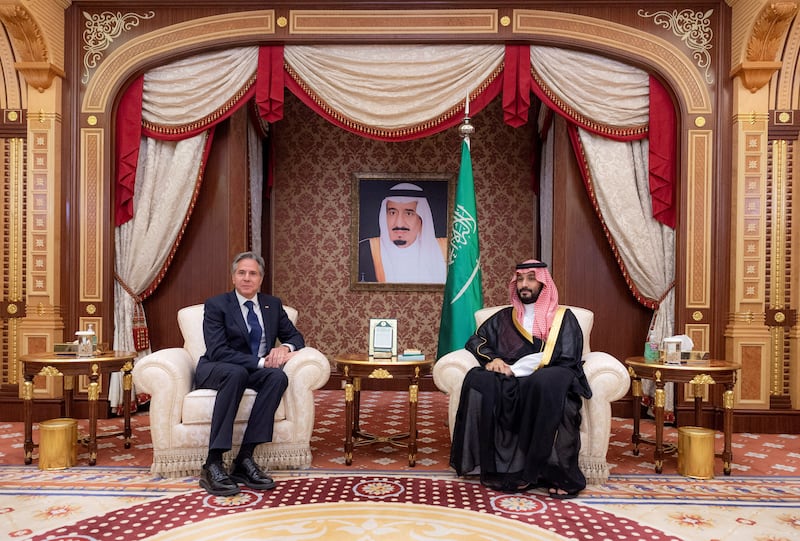 Mr Blinken meets Saudi Crown Prince Mohammed bin Salman in Jeddah. Reuters