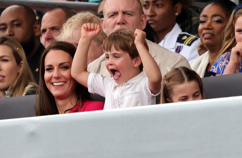 Catherine and Prince Louis attend the Platinum Jubilee Pageant in June 2022 in London