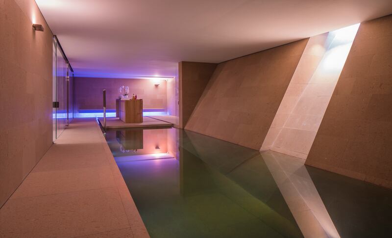 The basement level has been dedicated to a health spa with a swimming pool