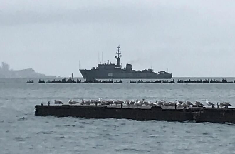 A view shows a Russian navy minesweeper ship, the Vice-Admiral Zakharin, near Kerch, Crimea November 28, 2018. REUTERS/Staff