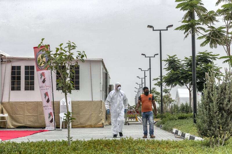 AJMAN, UNITED ARAB EMIRATES. 20 APRIL 2020. COVID-19 Filed Hospital set up next to the Ajman Saudi German Hospital. Dr Adel Abdulla Abdullazi Alshamry Alajami, Intensive Care Unit.  The UAE Mobile Infectious Disease Response Hospital. (Photo: Antonie Robertson/The National) Journalist: Salam Al Amir. Section: National.