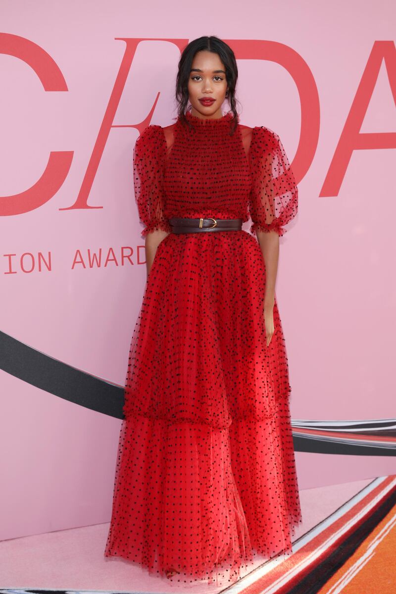 Laura Harrier arrives for the 2019 CFDA fashion awards at the Brooklyn Museum in New York City on June 3, 2019. Reuters