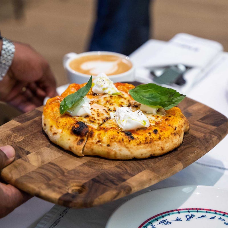 La Burrata & Tomato Pizza at French-style brasserie Le Guepard. Photo: @le_guepard_dubai / Instagram