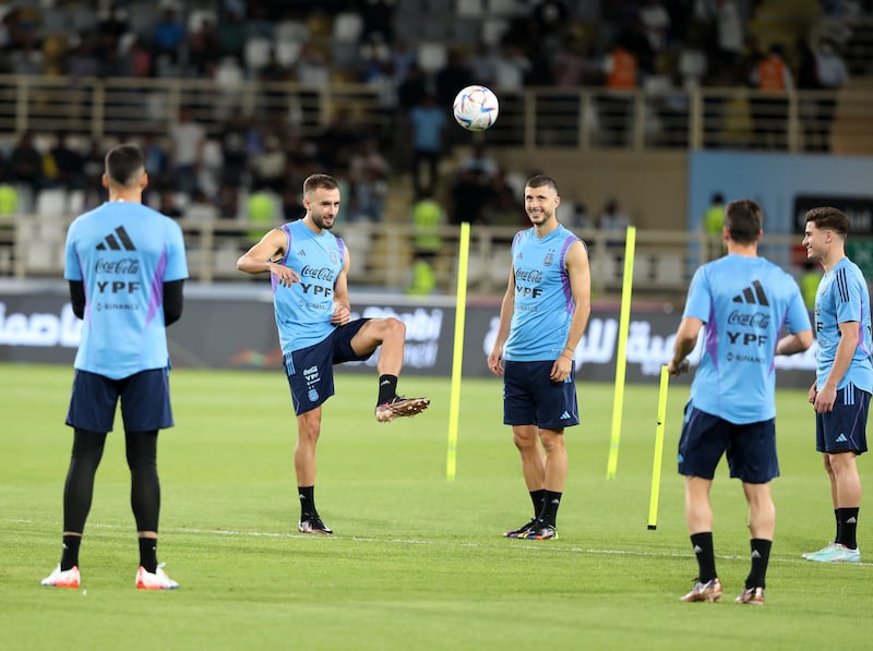 Argentina training at Al Nahyan Stadium in Abu Dhabi.