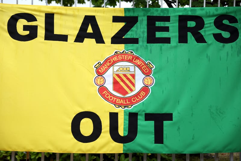 A banner outside Old Trafford. Action Images