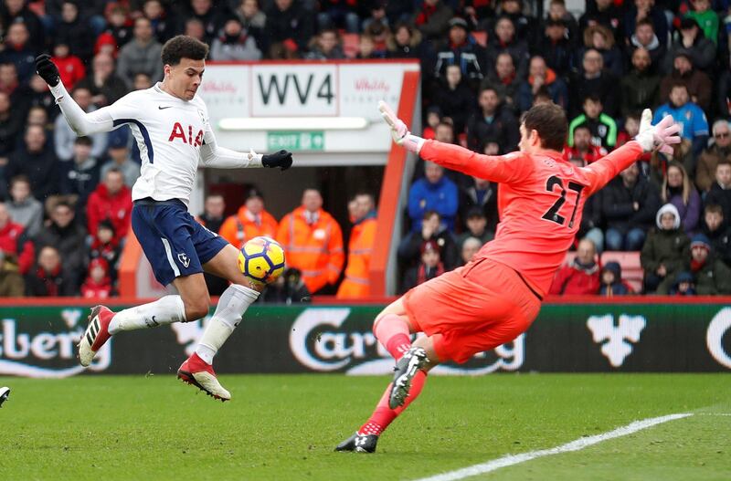 Centre midfield: Dele Alli (Tottenham) – Ended his goal drought by scoring the equaliser against Bournemouth and then set up a goal for Son Heung-min. Matthew Childs / Reuters