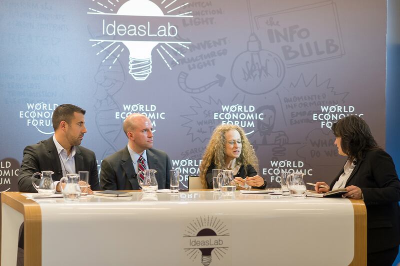 Above, a panel discussion at the World Economic Forum in Davos. Sandra Blaser / World Economic Forum