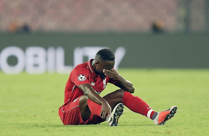 Liverpool's Naby Keita goes down injured. Getty Images