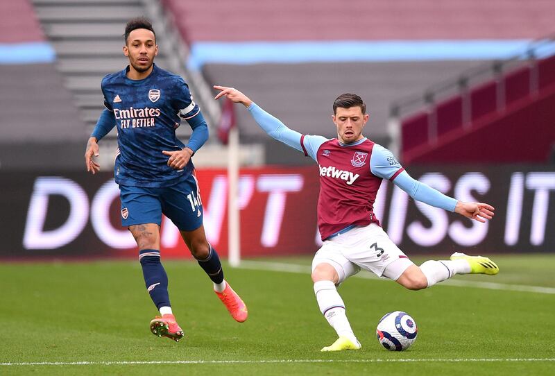 Aaron Cresswell - 7: Lovely ball over top of Arsenal defence to find Bowen but teammate failed to capitalise on opportunity and produced his usual steady flow of dangerou balls into box. Fine block to deny Odegaard chance to draw teams level with 20 minutes left. Getty