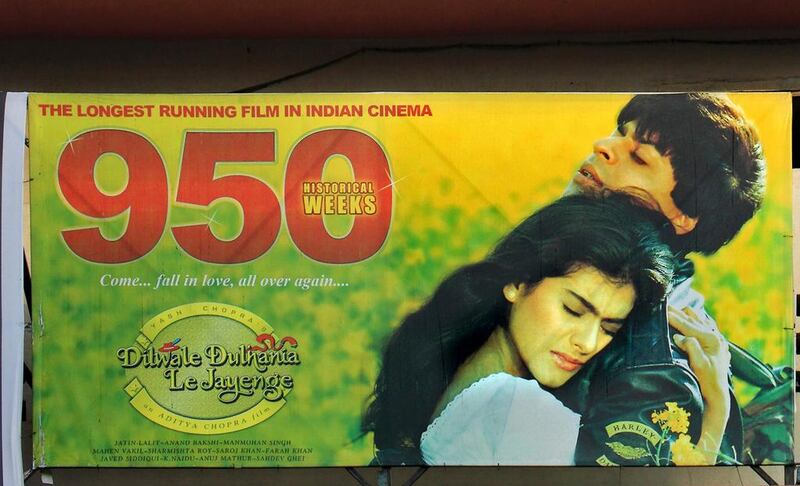 DDLJ at the Maratha Mandir Cinema at Mumbai Central is counting days to the 1,000th week screening of the movie. Subhash Sharma for The National