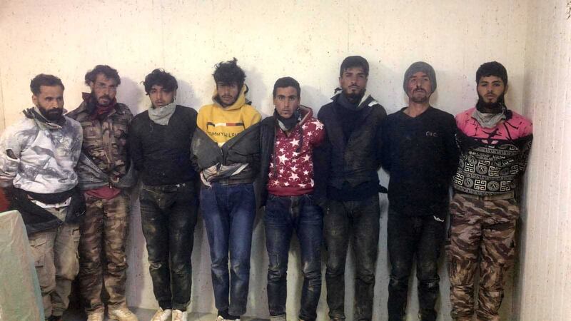 Suspected Syrian smugglers who the Jordanian military says it arrested after a border shoot-out on Monday. Petra News Agency