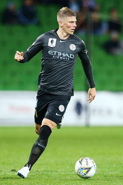 MELBOURNE, AUSTRALIA - AUGUST 29:  Rhys Williams of the Victory looks upfield during the FFA Cup round of 16 match between Melbourne City and Newcastle Jets at AAMI Park on August 29, 2018 in Melbourne, Australia.  (Photo by Michael Dodge/Getty Images)