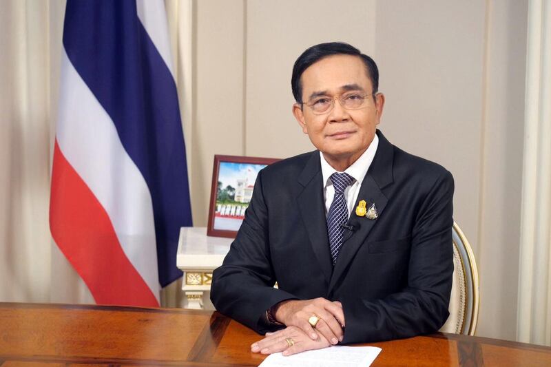 Thailand's Prime Minister Prayuth Chan-ocha speaks on Thai Television pool in Bangkok, Thailand, October 21, 2020. Picture taken October 21, 2020. Thailand Government House/Handout via REUTERS     ATTENTION EDITORS - THIS PICTURE WAS PROVIDED BY A THIRD PARTY. NO RESALES. NO ARCHIVE.