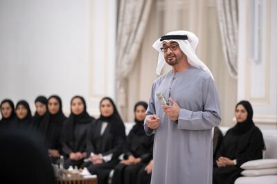 Sheikh Mohamed said Union Day is about encouraging ambition among the country’s younger generation. Presidential Court