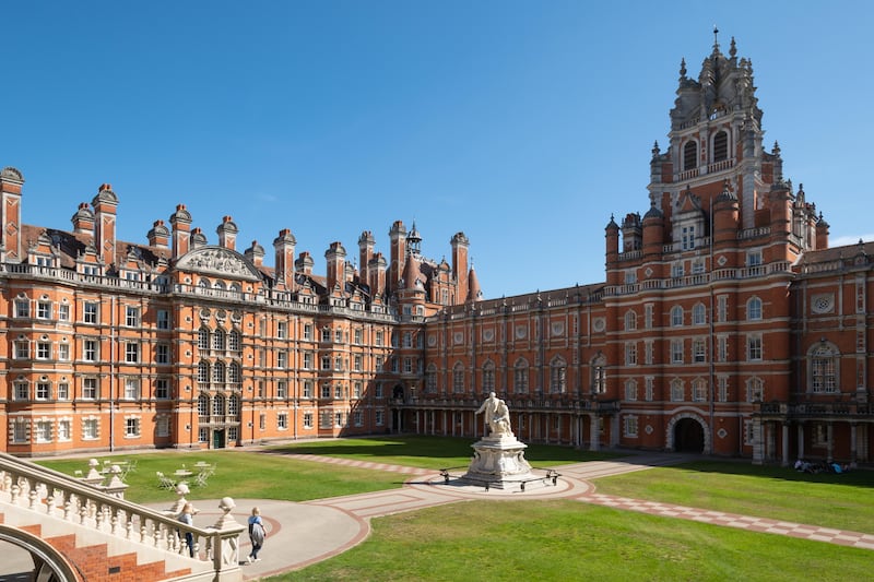 The historic Founder's Building at Royal Holloway College in Surrey, UK, part of the University of London, and originally a college to educate women