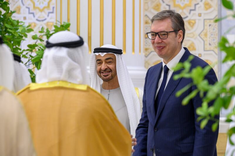 Mr Vucic greets a dignitary.