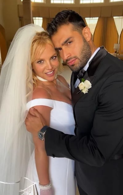 Britney Spears wears a Versace gown and Charlotte Tilbury make-up for her wedding to Sam Asghari. Photo: Charlotte Tilbury