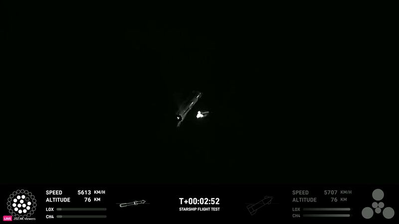 It was the second attempt to fly Starship mounted atop its Super Heavy rocket booster following April's explosive failure. SpaceX 