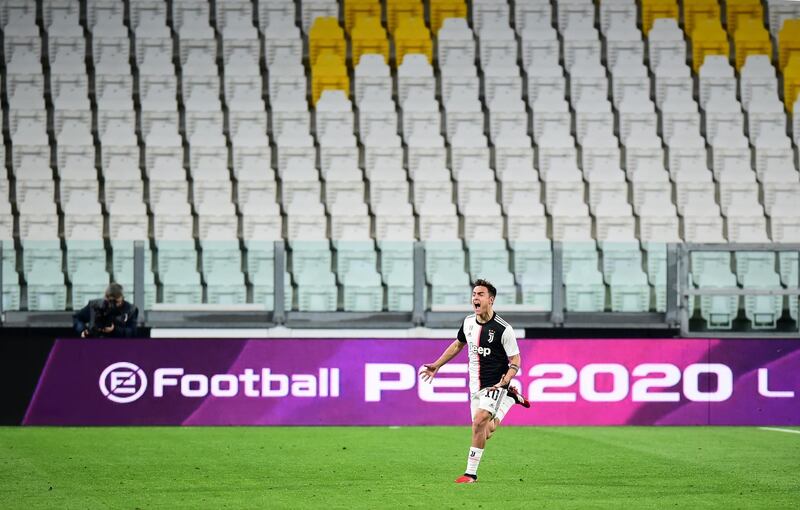 Juventus star Paulo Dybala celebrates scoring their second goal at the Allianz Stadium, Turin. Reuters