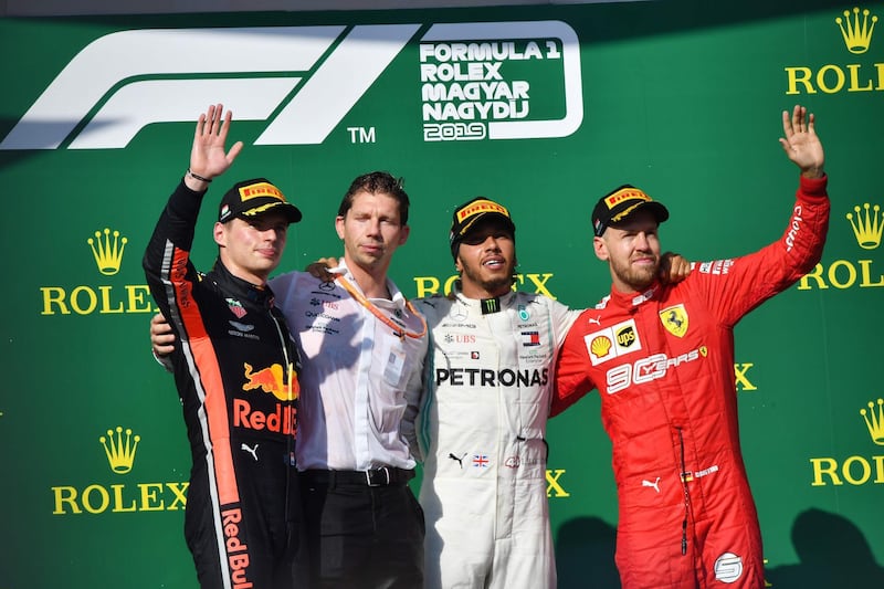 The podium in Hungary. AFP