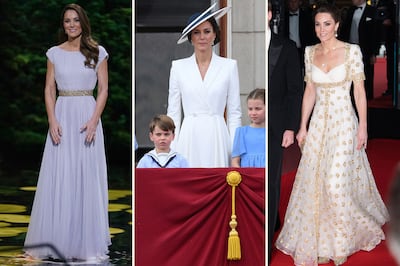 The Princess of Wales wears British label Alexander McQueen. AFP