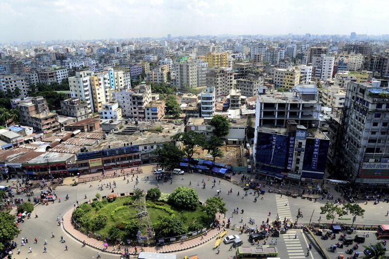 A general view of the Bangladeshi capital city Dhaka in Dhaka, Bangladesh, on September 16, 2019. Dhaka is the second least liveable city in the world, according to the annual global survey of Economist Intelligence Unit (EIU). Unavailability of adequate infrastructure is responsible for the low score of Dhaka. Every city was assigned a rating of relative comfort for over 30 qualitative and quantitative factors across five broad categories: stability, healthcare, culture and environment, education, and infrastructure. Each factor in a city is rated as acceptable, tolerable, uncomfortable, undesirable or intolerable. Dhaka scored an overall of 38 out of a possible score of 100. (Photo by Mamunur Rashid/NurPhoto via Getty Images)