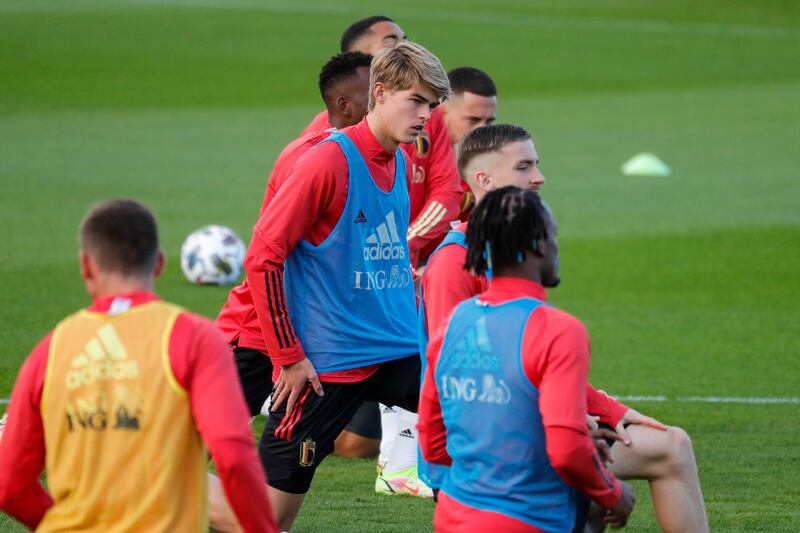 Belgian player Charles De Ketelaere during training in Tubize. EPA