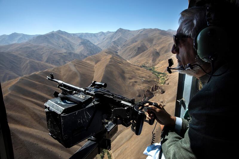 BAMIYAN - SEPTEMBER 25 : Abdullah Abdullah, Chief Executive of Afghanistan traveling via helicopter for the final campaign rally in Bamiyan, Afghanistan on September 25, 2019. Afghans will head to the polls on Saturday, September 28th. The country is struggling with unrelenting violence and a very high death toll for August as many question whether it is work showing up to vote in the upcoming Presidential elections. President Trump cancelled peace negotiations with the Taliban with a possible return to the talks still unclear after 18 years of war confusion and chaos to a solution remains. The US state department also cut $100 million in aid this week.
 (Photo by Paula Bronstein/Getty Images )