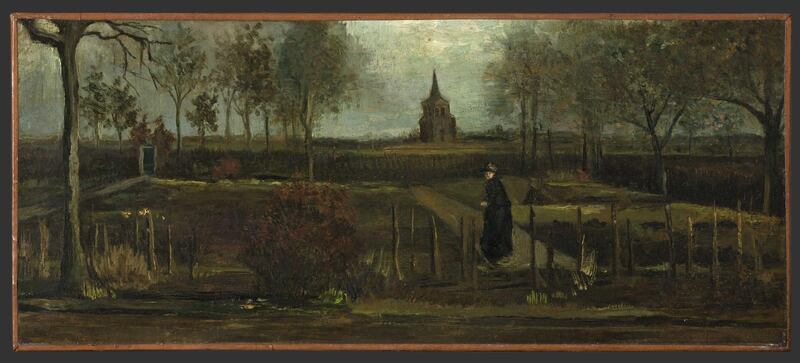 epa08332144 A handout file photo dated 17 October 2013 made available by the Groninger Museum shows the painting "Spring Garden", the rectory garden in Nuenen in the spring by the painter Vincent van Gogh in Groningen, Netherlands. Van Gogh's work was stolen from the Singer Laren museum on 30 March 2020. The painting was on loan from the Groninger Museum.  EPA/HANDOUT / Marten de Leeuw  HANDOUT EDITORIAL USE ONLY/NO SALES/NO ARCHIVES