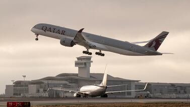 The Qatar Airways flight landed safely as scheduled shortly before 1pm in Dublin on Sunday. EPA