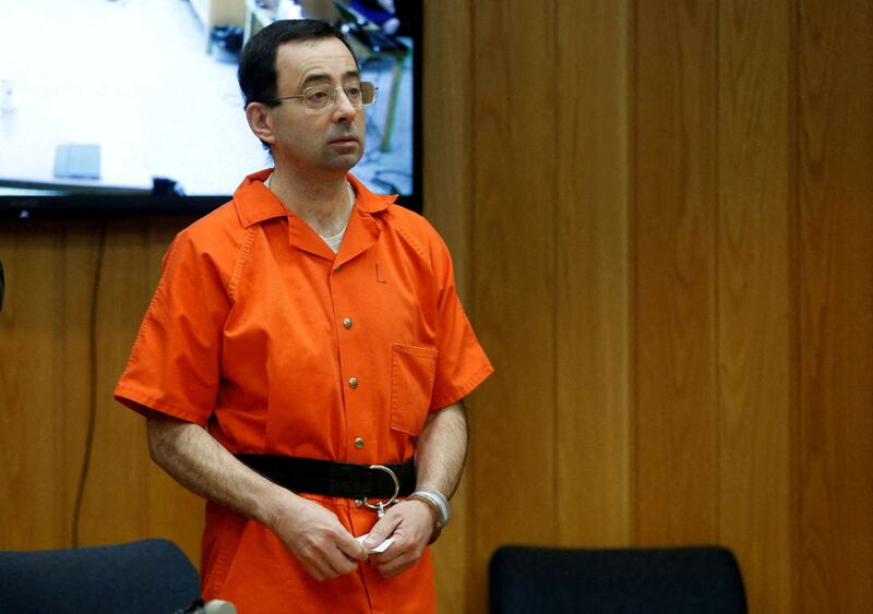 Larry Nassar, the former USA Gymnastics doctor who pleaded guilty in November 2017 to sexual assault charges, awaits sentencing in the Eaton County Court in Charlotte, Michigan. Reuters