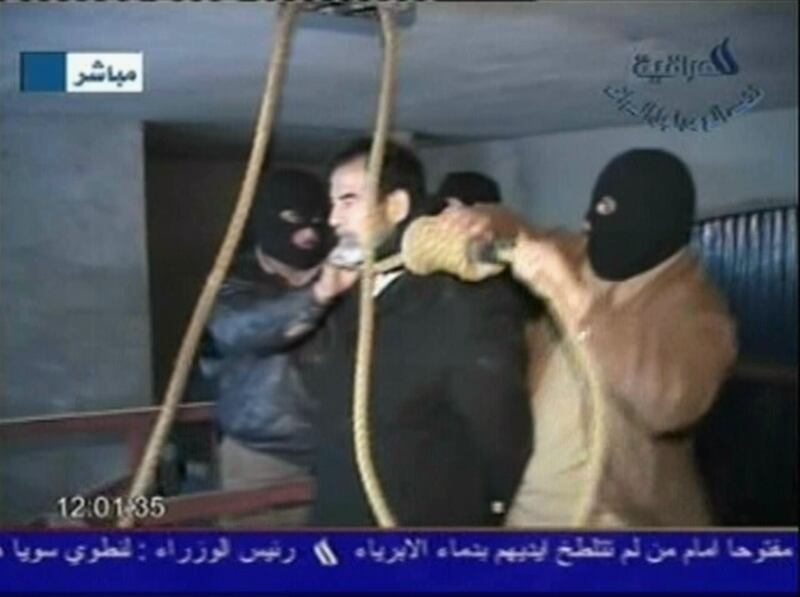 December 30, 2006: Saddam is executed by hanging. The execution and taunting of Saddam before his death is secretly filmed by a witness, stirring further tension within Iraq. Getty