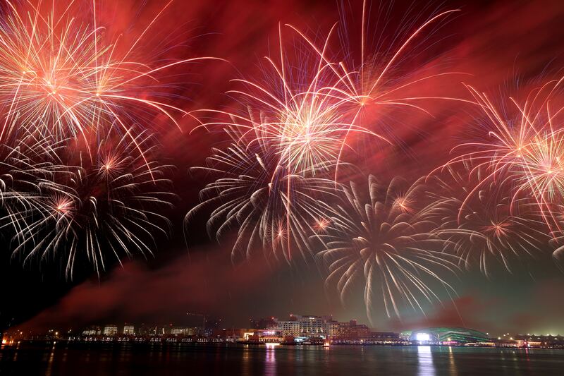 Fireworks light the night sky over Yas Bay, Abu Dhabi. Chris Whiteoak / The National
