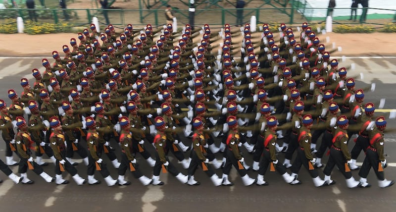 An Indian Army contingent takes part in the full dress rehearsal for the upcoming Indian Republic Day parade in New Delhi.
India will be celebrating its 69th Republic Day. Money Sharma / AFP Photo