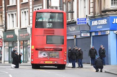 Police activity inside a cordon where Sudesh Amman, a 20-year-old convicted terrorist, was shot by armed police at a street in Streatham, London, Britain, 3 February 2020. Facundo Arrizabalaga / EPA