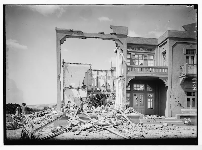The ruins of Winter Palace Hotel in Jericho, in the occupied West Bank, after an earthquake shook Palestine in July 1927. All photos: Library of Congress