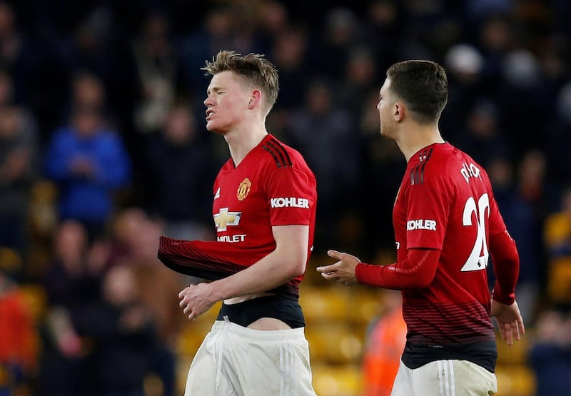 Manchester United's Scott McTominay looks dejected after the match. Reuters